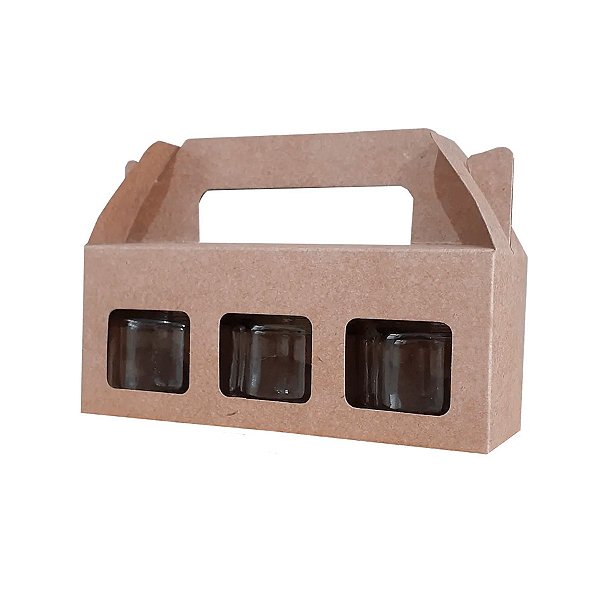 Caixa Maleta Para 3 Potes de 40 ml - Kraft - 10 unidades - Rizzo