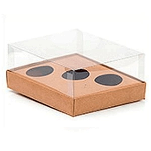Caixa Ovo de Colher Triplo - Meio Ovo de 50g a 80g - Kraft - 20,5 x 17 x 9,7 cm - 5 un - Assk Rizzo Confeitaria