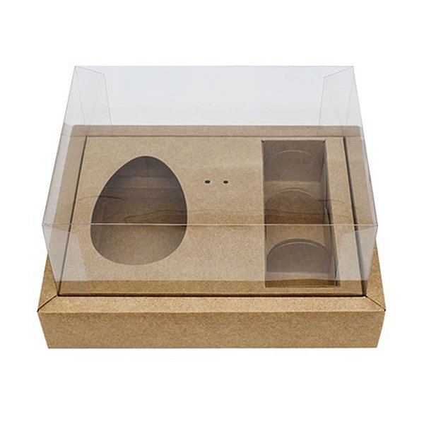 Caixa para Meio Ovo de 100g a 150g e 3 Bombons - 20x15x10cm - Kraft - 5 unidades - ASSK - Rizzo