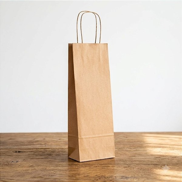 Sacola de Papel Garrafa 35x13x8cm - Kraft - 10 unidades - Cromus - Rizzo