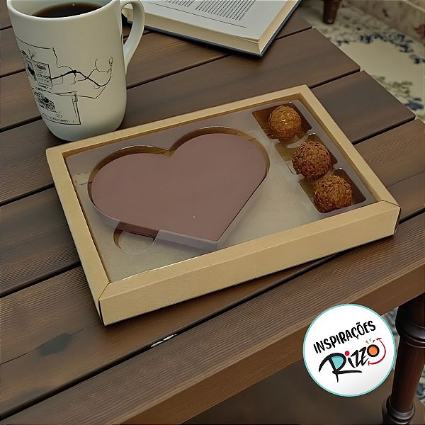 Caixa Coração plano G Kraft com 5 un. Crystal Rizzo