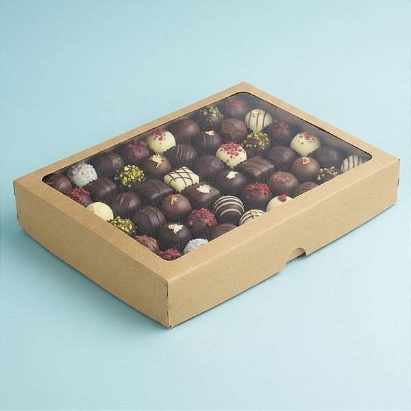 Caixa 24 Doces com Visor S9 (19cm x 25cm x 4cm) Kraft - 10 unidades - Assk - Rizzo Embalagens