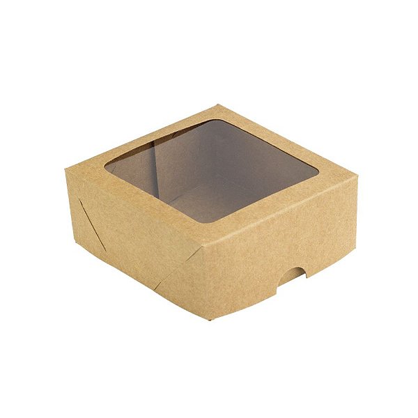 Caixa 4 Doces com Visor S11 (9cm x 9cm x 4cm) Kraft 10 unidades Assk Rizzo Embalagens