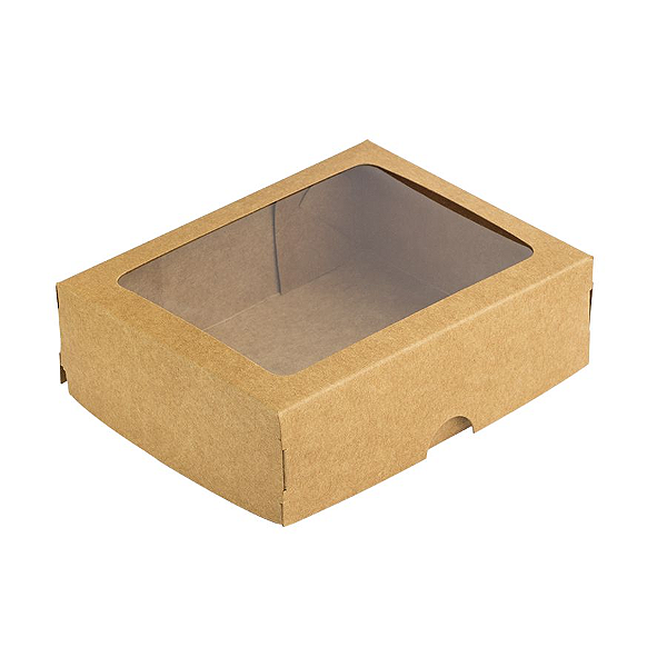 Caixa com Visor S18 (11,5cm x 15,5cm x 3,5cm) Kraft 10 unidades Assk Rizzo Embalagens