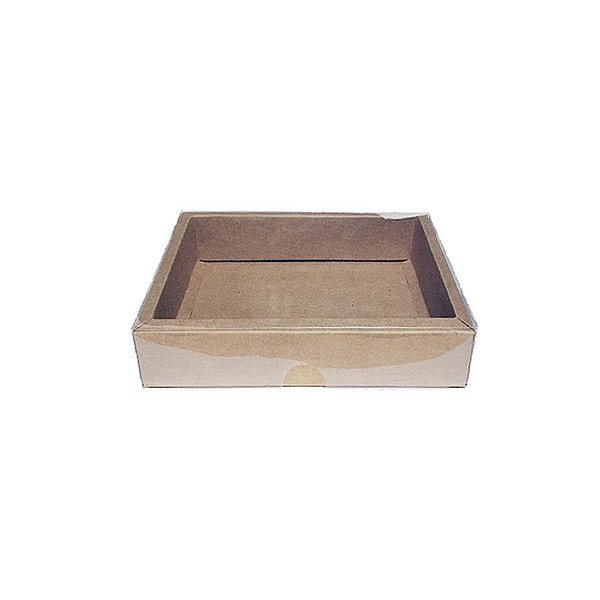 Caixa com Tampa Transparente Nº 5 (9cm x 12cm x 4cm) Kraft 10 unidades Assk Rizzo Embalagens