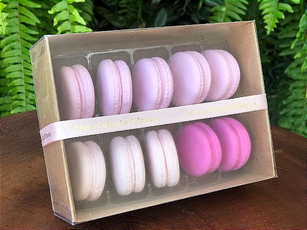 Caixa para 10 Macarons com Berço Ref. M10BCK Kraft - 10,5x14,5x5cm - 1 Unidade - San Felipo Rizzo Confeitaria​