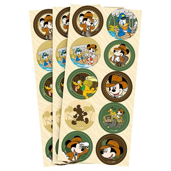 Adesivo Redondo - Mickey Safari - 30 unidades - Regina - Rizzo