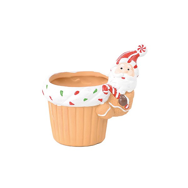 Vaso Decorativo de Natal - Cupcake Noel - 10cm - 1 unidade - Cromus - Rizzo