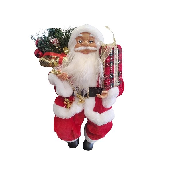 Papai Noel Decorativo - Sentado Com Presente - 45cm - 1 unidade - Cromus - Rizzo
