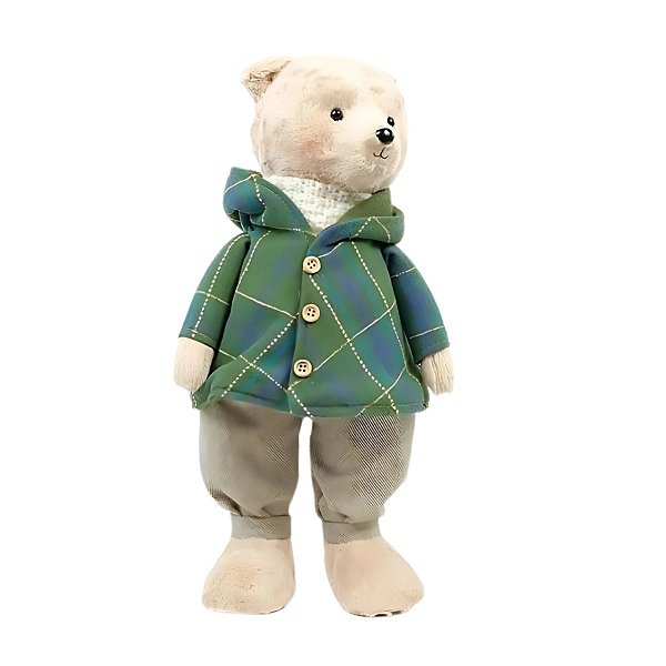 Urso Decorativo De Natal - Com Casaco Xadrez Verde - 40cm - 1 unidade - Cromus - Rizzo