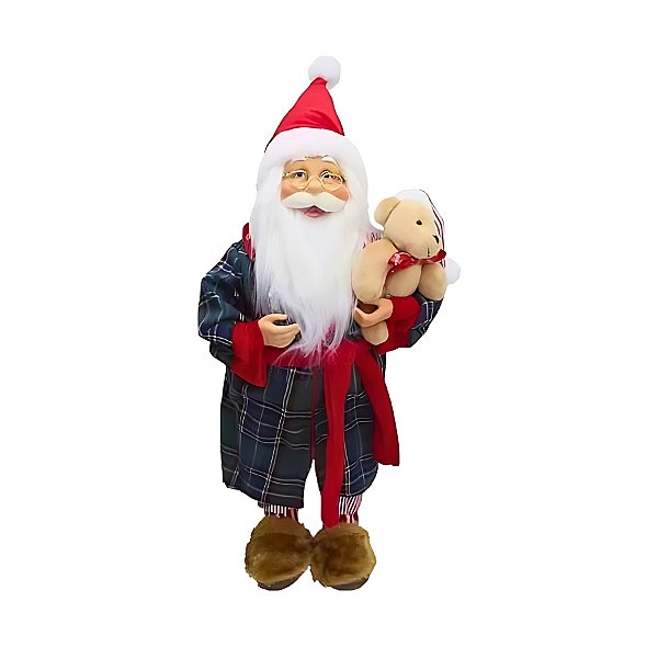 Papai Noel Decorativo - Com Pijama e Ursinho - 45cm - 1 unidade - Cromus - Rizzo