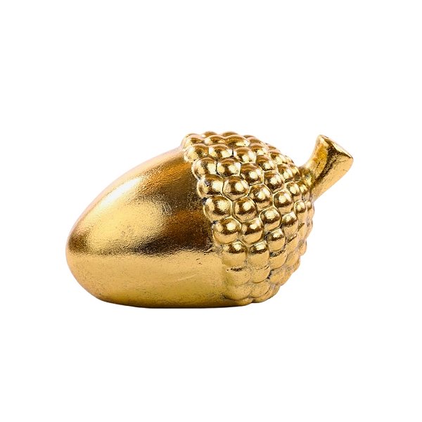 Enfeite De Natal Em Cerâmica - Noz Decorativa - Ouro - 17cm - 1 unidade - Cromus - Rizzo
