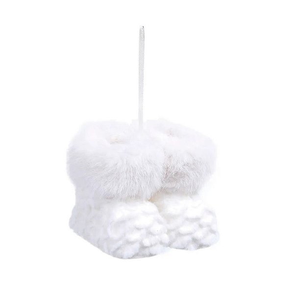Enfeite Para Pendurar - Botas De Natal Branca - 7cm - 1 unidade - Cromus - Rizzo