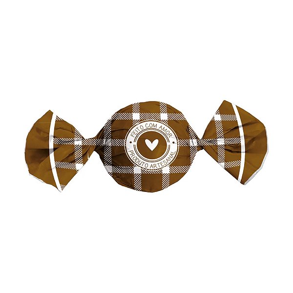 Papel Trufa 14,5x15,5cm - Feito com Amor Marrom - 100 unidades - Cromus