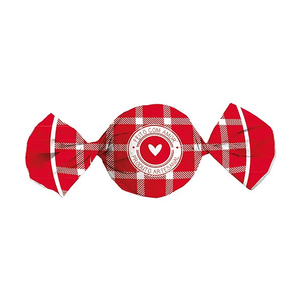 Papel Trufa 14,5x15,5cm - Feito com Amor Vermelho - 100 unidades - Cromus