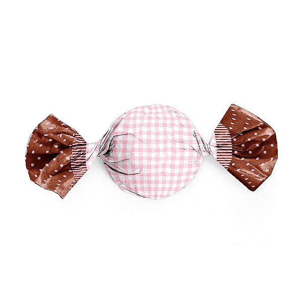 Papel Trufa 14,5x15,5cm - Xadrez Poa Rosa Marrom - 100 unidades - Cromus