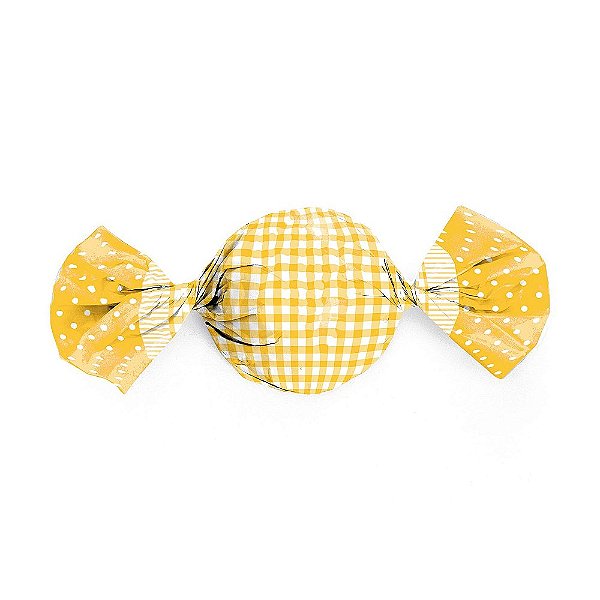 Papel Trufa 14,5x15,5cm - Xadrez Poa Amarelo - 100 unidades - Cromus