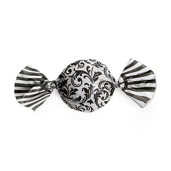 Papel Trufa 14,5x15,5cm  - Arabesco Preto Branco - 100 unidades - Cromus