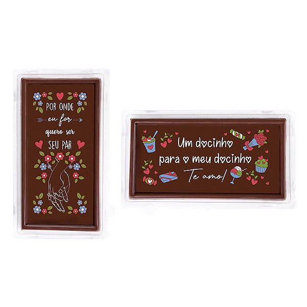 Blister Decorado com Transfer para chocolate - Tablete - Namorados - BL0167 - 1 unidade - Stalden - Rizzo