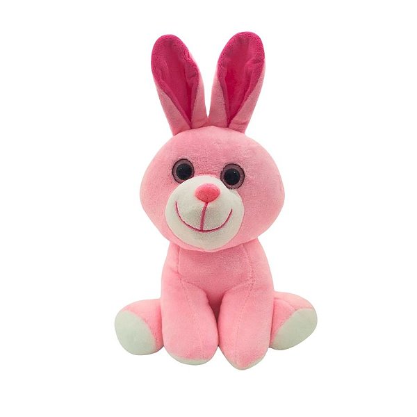 Coelho De Pelúcia Rosa - 27x18cm - 1 unidade - Rizzo - Rizzo