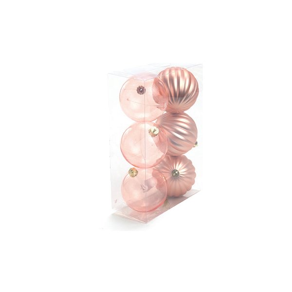 Bola de Natal Lisa - Rosê Gold - 8cm - 6 unidades - Cromus - Rizzo