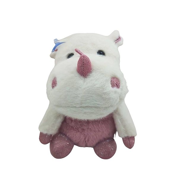 Rinoceronte De Pelúcia Branco e Rose - 19cm - 1 unidade - Rizzo