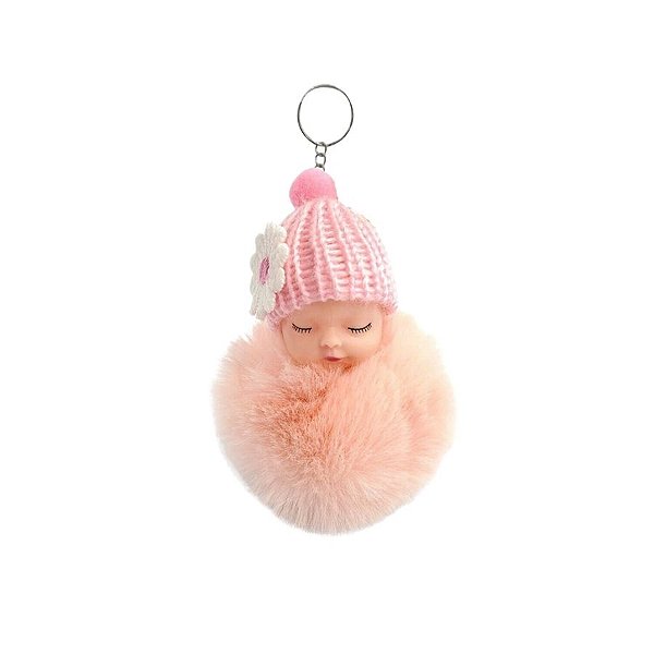 Chaveiro De Pelúcia Menina Rosa - 8cm - 1 unidade - Rizzo