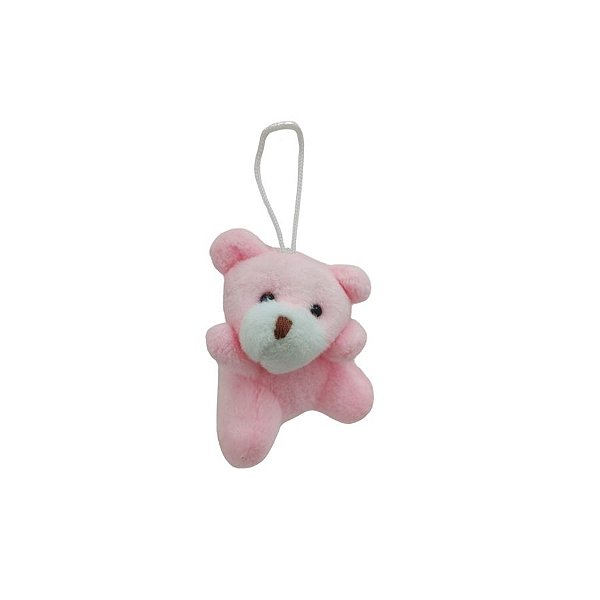Chaveiro De Pelúcia Ursinho Rosa - 8cm - 1 unidade - Rizzo