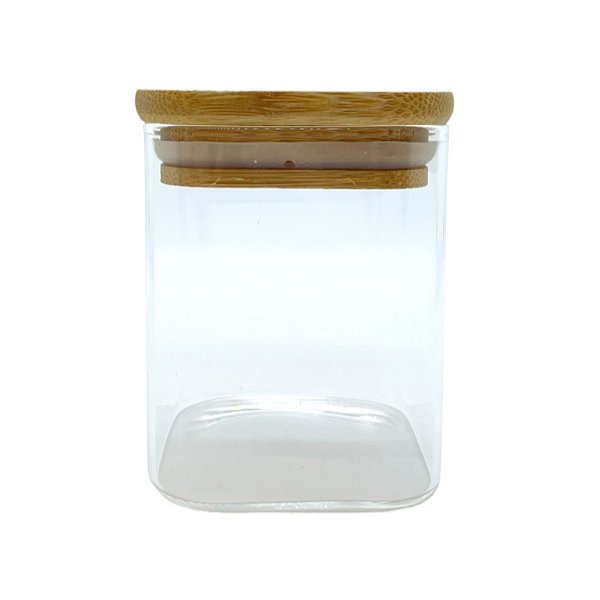 Pote de Vidro Hermético com Tampa de Bambu - 8x12cm - 525ml - 1 unidade - Rizzo