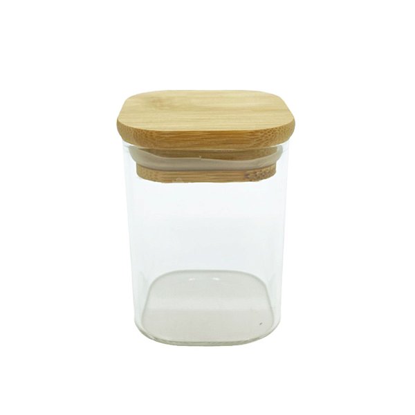 Pote de Vidro Hermético com Tampa de Bambu - 8x6cm - 185ml - 1 unidade - Rizzo
