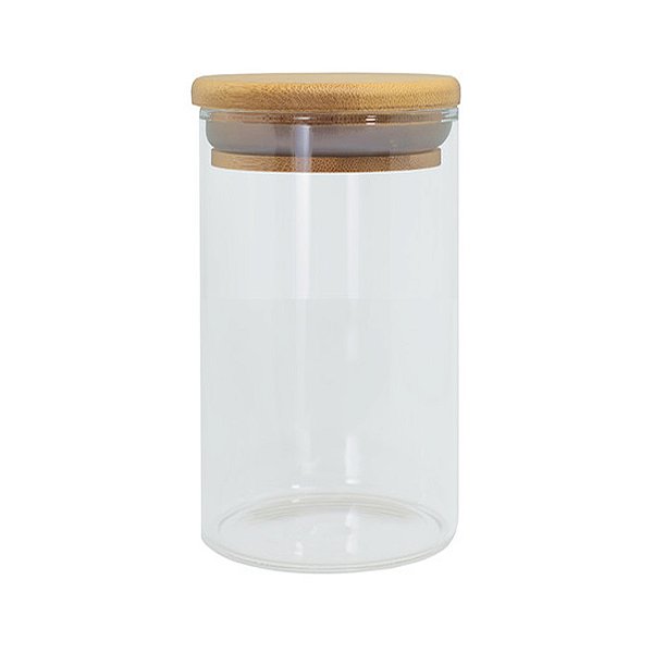 Pote de Vidro Hermético com Tampa de Bambu 10x18cm - 1 unidade - Yoss - Rizzo