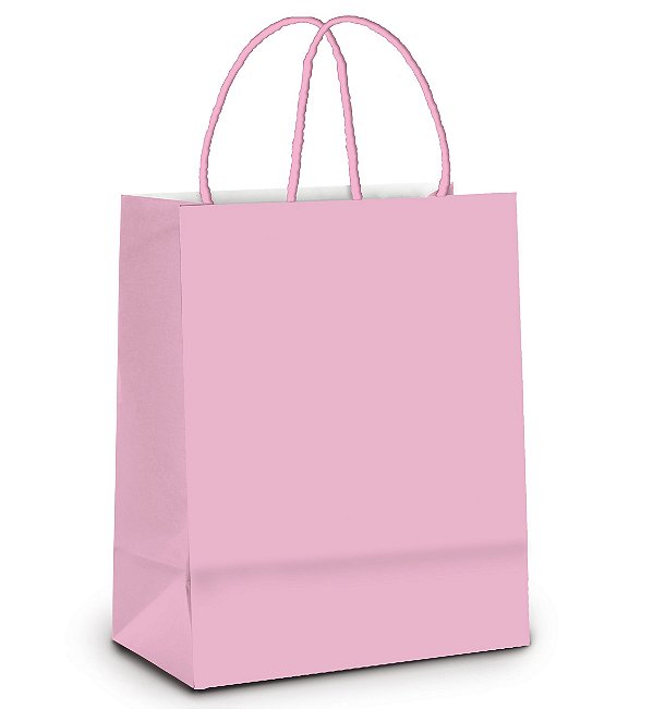 Sacola de Papel M 26x19,5x9,5cm - Rosa Bebê - Embalagem Econômica - 10 unidades - Cromus - Rizzo