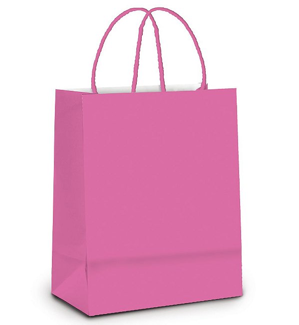 Sacola de Papel M 26x19,5x9,5cm - Rosa - Embalagem Econômica - 10 unidades - Cromus - Rizzo