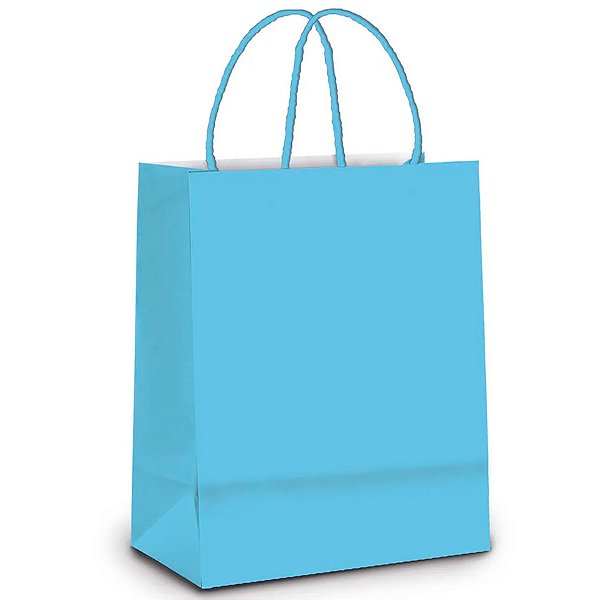 Sacola de Papel M 26x19,5x9,5cm - Azul Claro - Embalagem Econômica - 10 unidades - Cromus - Rizzo