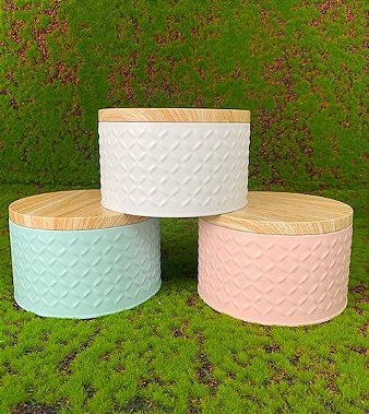 Lata Texturizada G 13,5cm x 8cm - 01 unidade - Rizzo Embalagens e Festas