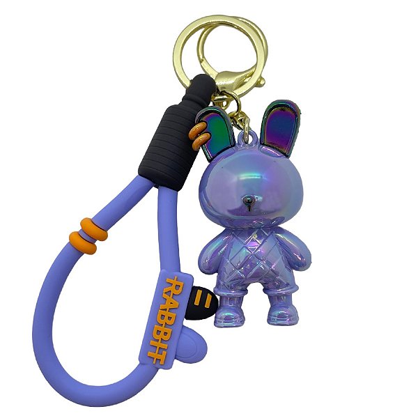 Chaveiro Coelho Metalizado - Roxo  - 6cm - 1 unidade - Rizzo