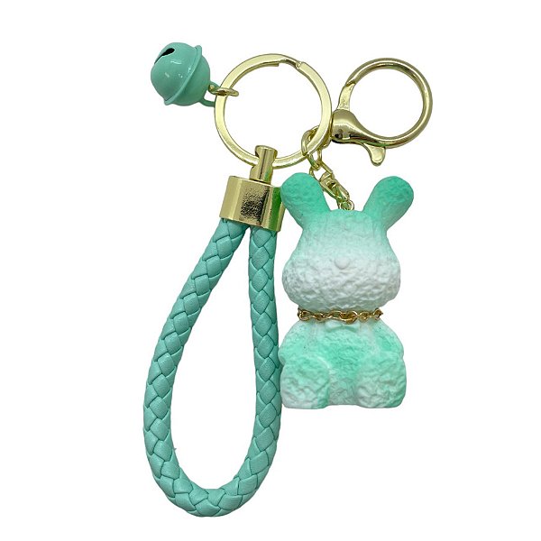 Chaveiro Coelho com Sino - Verde Água - 5cm - 1 unidade - Rizzo