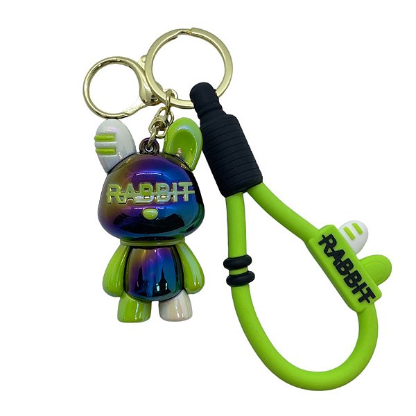 Chaveiro Coelho Metalizado - Verde e Roxo - 6cm - 1 unidade - Rizzo