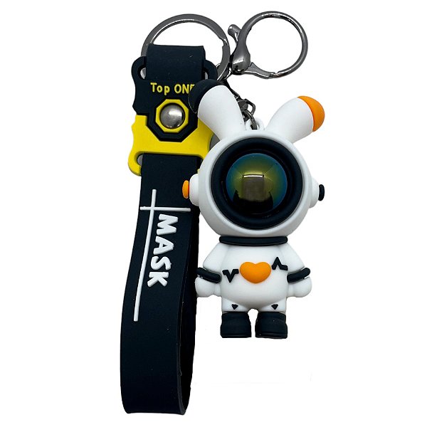 Chaveiro Coelho Astronauta - Preto e Laranja - 7,5cm - 1 unidade - Rizzo