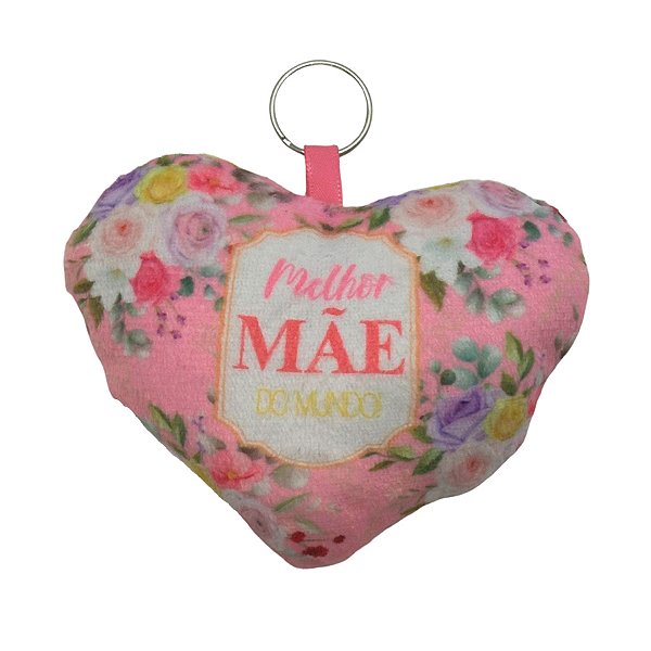 Chaveiro Almofada Coração - Melhor Mãe do Mundo! - 10,5x8,5cm - 1 unidade - Rizzo