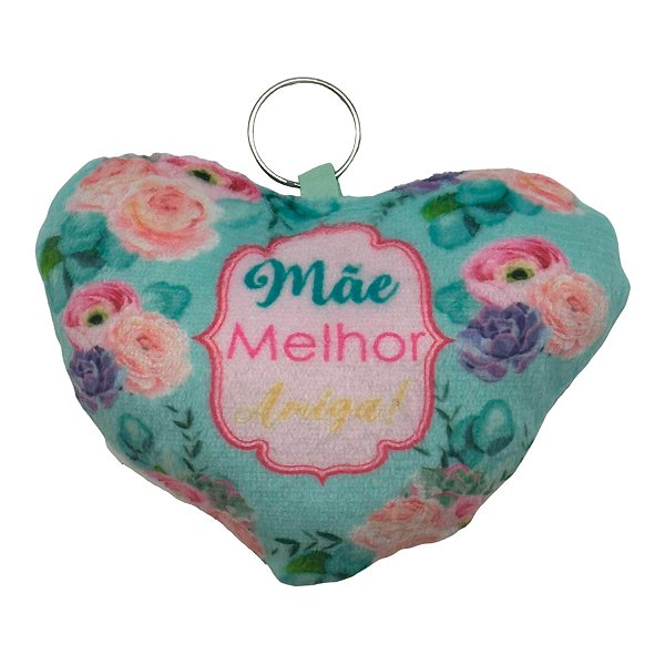 Chaveiro Almofada Coração - Mãe Melhor Amiga - 10,5x8,5cm - 1 unidade - Rizzo