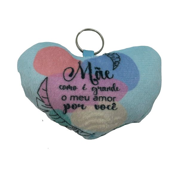 Chaveiro Almofada Coração - Mãe Como é Grande o meu Amor por Você - 10,5x8,5cm - 1 unidade - Rizzo