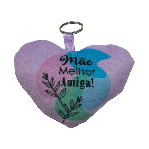 Chaveiro Almofada Coração - Mãe Melhor Amiga - 10,5x8,5cm - 1 unidade - Rizzo
