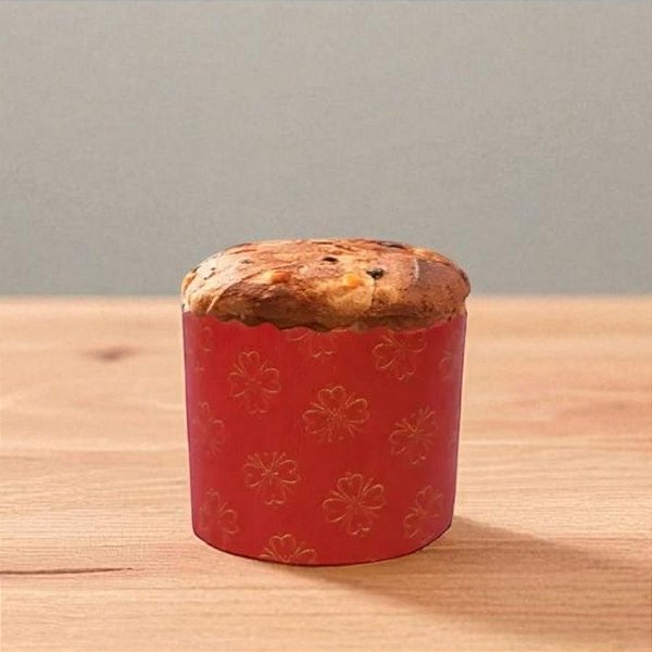 Forma Panetone 250g  - Vermelho Decorada com Trevos - 10 unidades - Ecopack - Rizzo