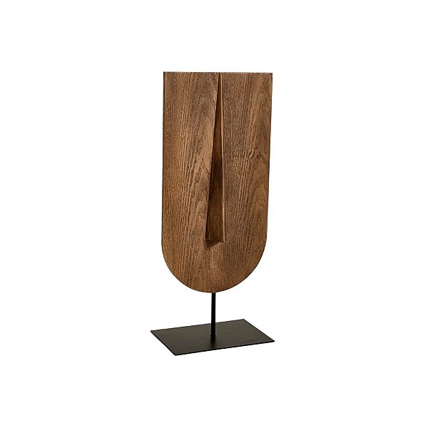 Escultura Face de Poliresina Estilo Madeira - 15x40x11cm - 1 unidade - Rizzo