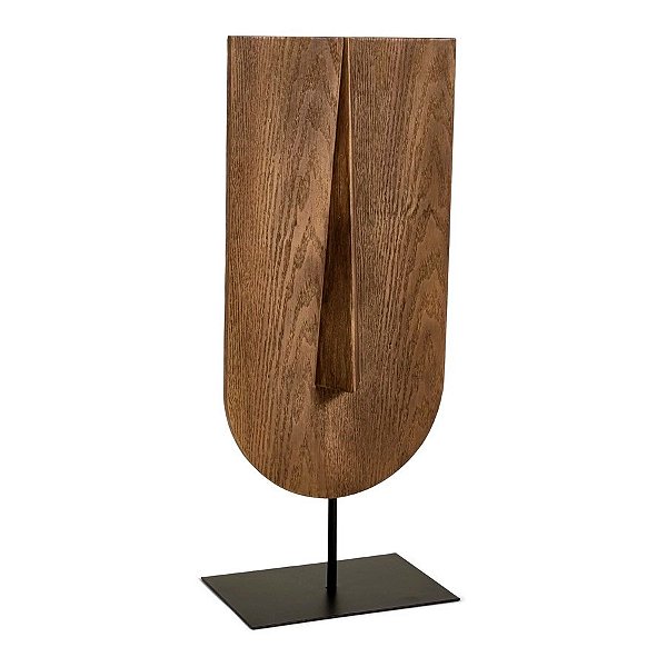 Escultura Face de Poliresina Estilo Madeira - 20x52x14cm - 1 unidade - Rizzo