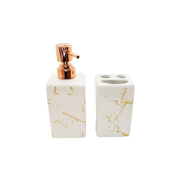 Kit para Banheiro de Cerâmica 2 Peças - Branco - 1 unidade - Rizzo