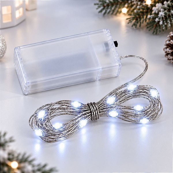 Cordão de Led Fio de Fada - Branco - 3m - 1 unidade - Rizzo