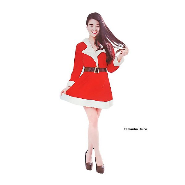 Fantasia Completa De Mamãe Noel De Natal Adulto - Tamanho Único e Ajustavel - 1 unidade - Rizzo