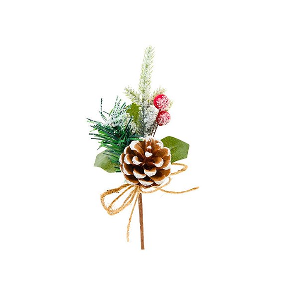 Pick Decorativo de Natal Com Folhas e Frutas - 18cm - 1 unidade - Cromus - Rizzo